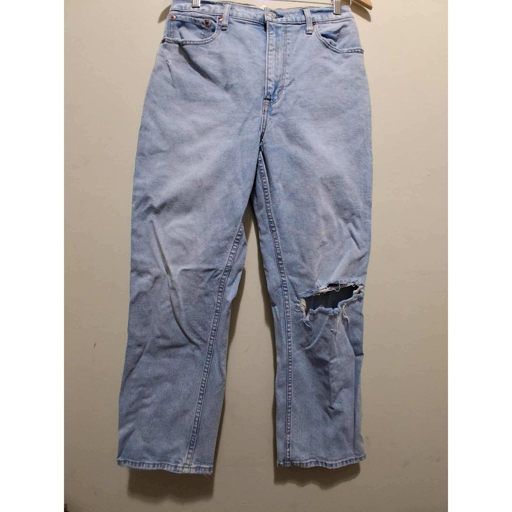 Abercrombie Fitch Ultra High Rise Ankle Straight Distressed Light Wash Jeans 29